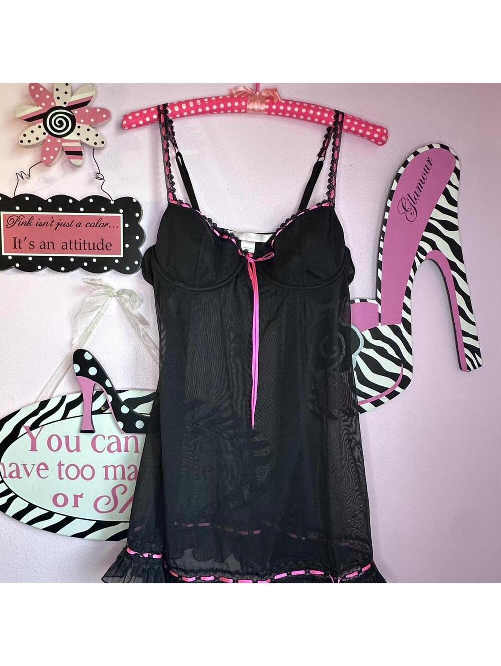 2004 Victoria’s Secret sheer black babydoll slip